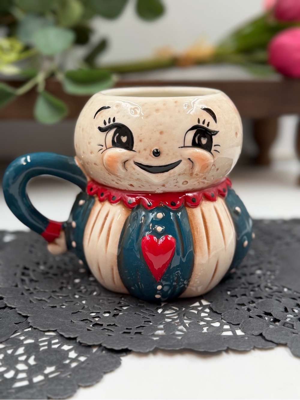 johanna parker luna moon man patriotic mug teal red heart vintage style
